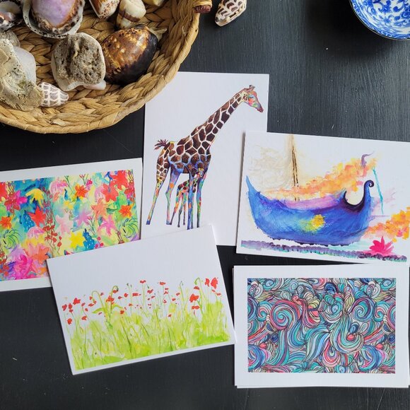 Dream Watercolors - Set of Five Blank Greeting Cards - Picture 1 of 7
